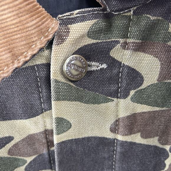 Vintage 1989 Quilt Lined Duck Camo Hunting Carhartt Jacket “Camo” CQ103 Men’s XL - Picture 6 of 11